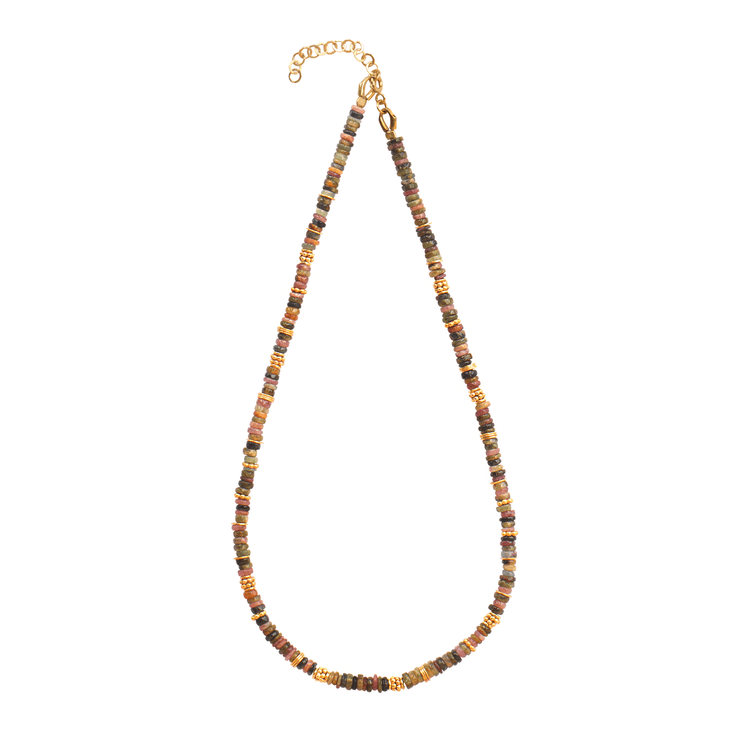 Collier perles doré Or jaune 18k assemblé de tourmaline - Maison Di Giorgio