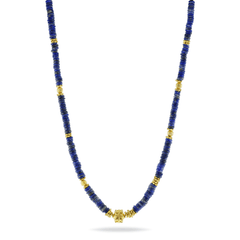 Collier perles doré Or jaune 18k assemblé de lapis - lazuli - Maison Di Giorgio