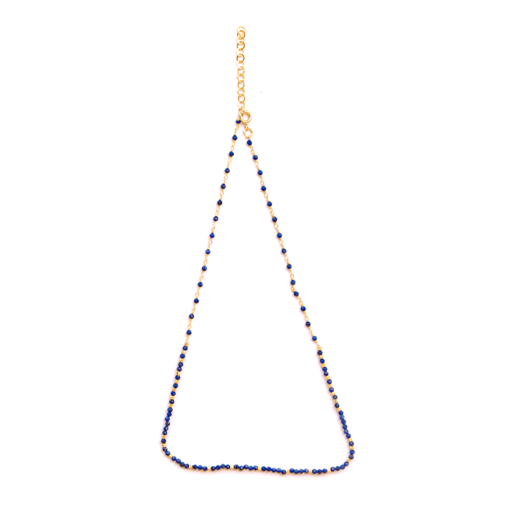 Collier perles doré Or jaune 18k assemblé de lapis - lazuli - Maison Di Giorgio