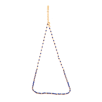 Collier perles doré Or jaune 18k assemblé de lapis - lazuli - Maison Di Giorgio