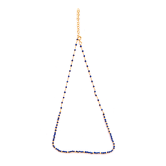 Collier perles doré Or jaune 18k assemblé de lapis - lazuli - Maison Di Giorgio