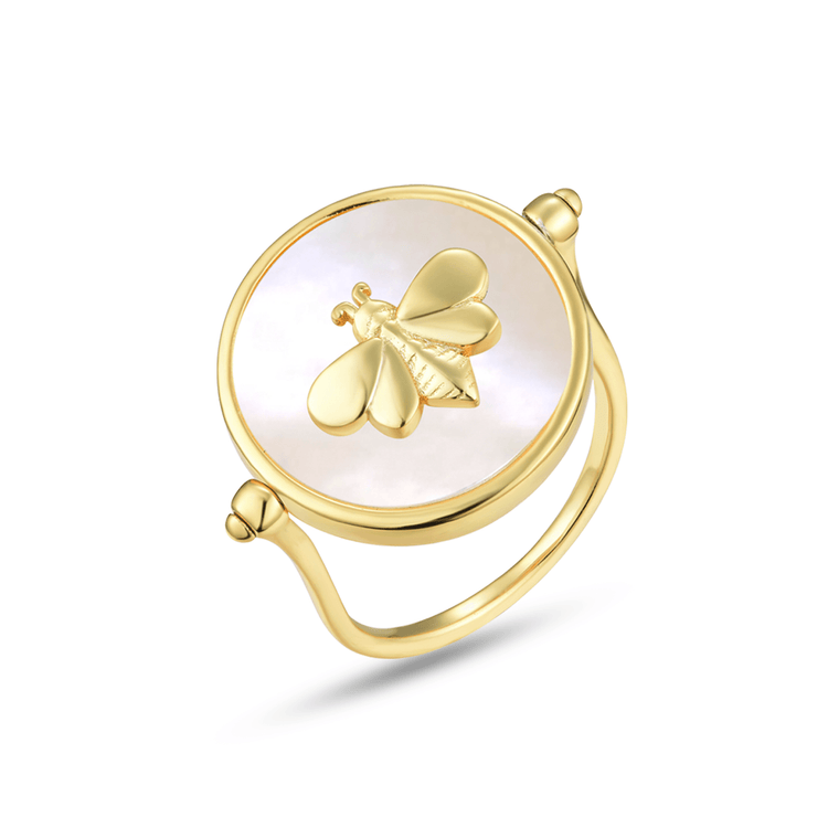 Bague dorée Or jaune 18, Nacre - Maison Di Giorgio