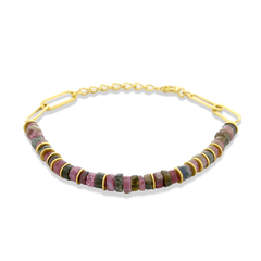 Bracelet perles doré Or jaune 18k assemblé de tourmaline - Maison Di Giorgio