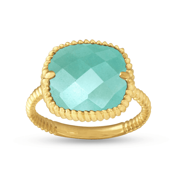 Bague dorée Or jaune 18k assemblée d'Amazonite - Maison Di Giorgio