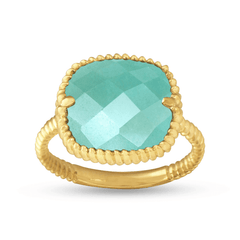 Bague dorée Or jaune 18k assemblée d'Amazonite - Maison Di Giorgio