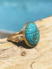 Bague dorée Or jaune 18k assemblée de Turquoise - Maison Di Giorgio