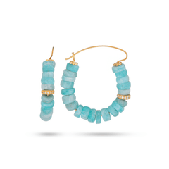Boucles d'oreilles dorées Or jaune 18k, Amazonite, Oxyde de zirconium - Maison Di Giorgio