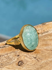 Bague dorée Or jaune 18k assemblée d'Amazonite - Maison Di Giorgio
