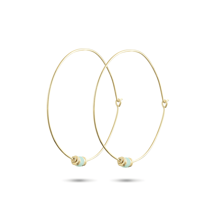Boucles d'oreilles dorées Or jaune 18k assemblées d'amazonite - Maison Di Giorgio