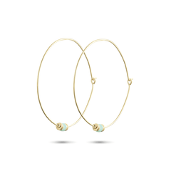 Boucles d'oreilles dorées Or jaune 18k assemblées d'amazonite - Maison Di Giorgio