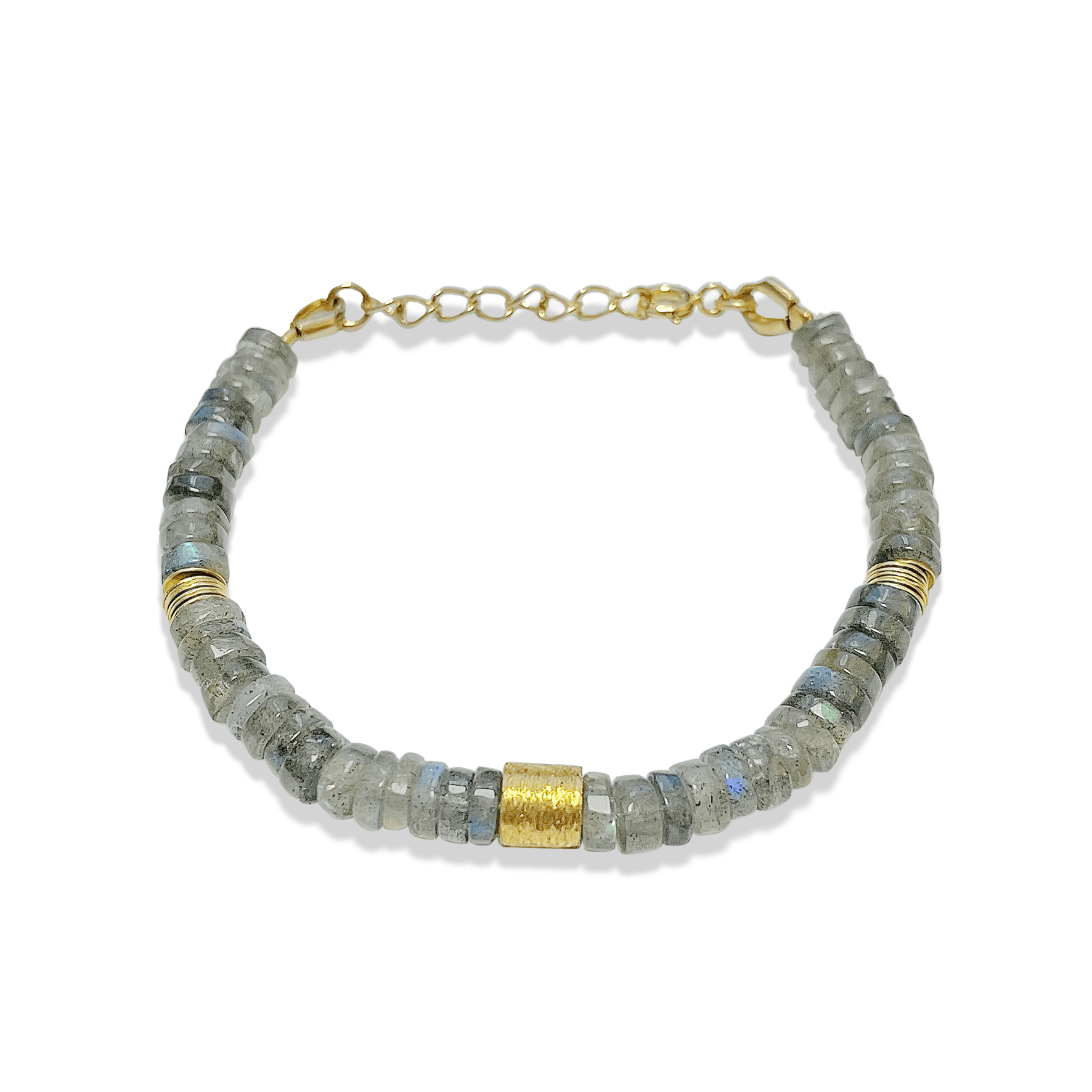 Bracelet perles doré Or jaune 18k assemblé de Labradorite - Maison Di Giorgio