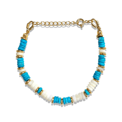 Bracelet doré Or jaune 18k, Turquoise, Opale blanche - Maison Di Giorgio
