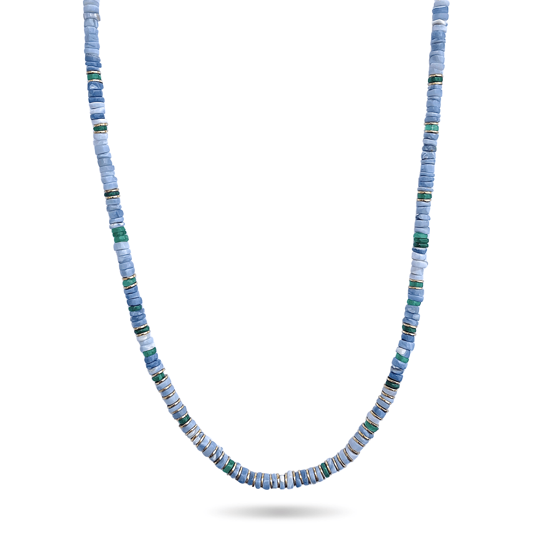 Collier perles doré Or jaune 18k assemblé d'opale et onyx vert - Maison Di Giorgio