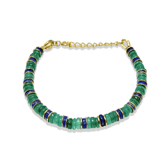 Bracelet doré Or jaune 18k, Onyx vert, Lapis-lazuli - Maison Di Giorgio