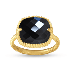Bague dorée Or jaune 18k assemblée d'Onyx noir - Maison Di Giorgio