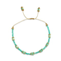Bracelet perles doré Or jaune 18k assemblé de lapis - lazuli - Maison Di Giorgio