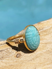 Bague dorée Or jaune 18k assemblée d'Amazonite - Maison Di Giorgio