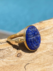 Bague dorée Or jaune 18k assemblée de Lapis - lazuli - Maison Di Giorgio