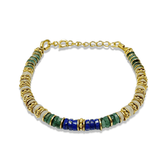 Bracelet doré Or jaune 18k, Émeraude, Pierre de lune, Lapis-lazuli - Maison Di Giorgio