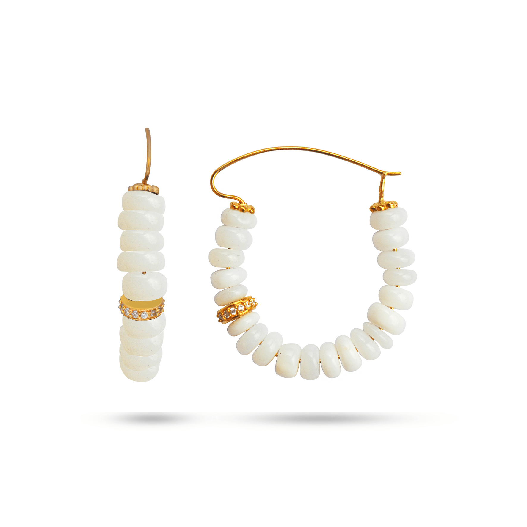 Boucles d'oreilles dorées Or jaune 18k assemblées d'Opale et Oxyde de zirconium - Maison Di Giorgio