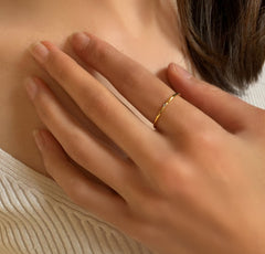Bague en Argent 925 doré Or jaune 18k assemblée de Diamant GHS - I - Maison Di Giorgio