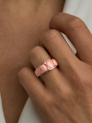 925 Silver Ring with 18k Rose Gold Plating and Opal Assembly