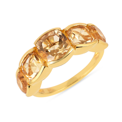 Bague en Argent 925 plaquée Or jaune 18k assemblée de Citrine