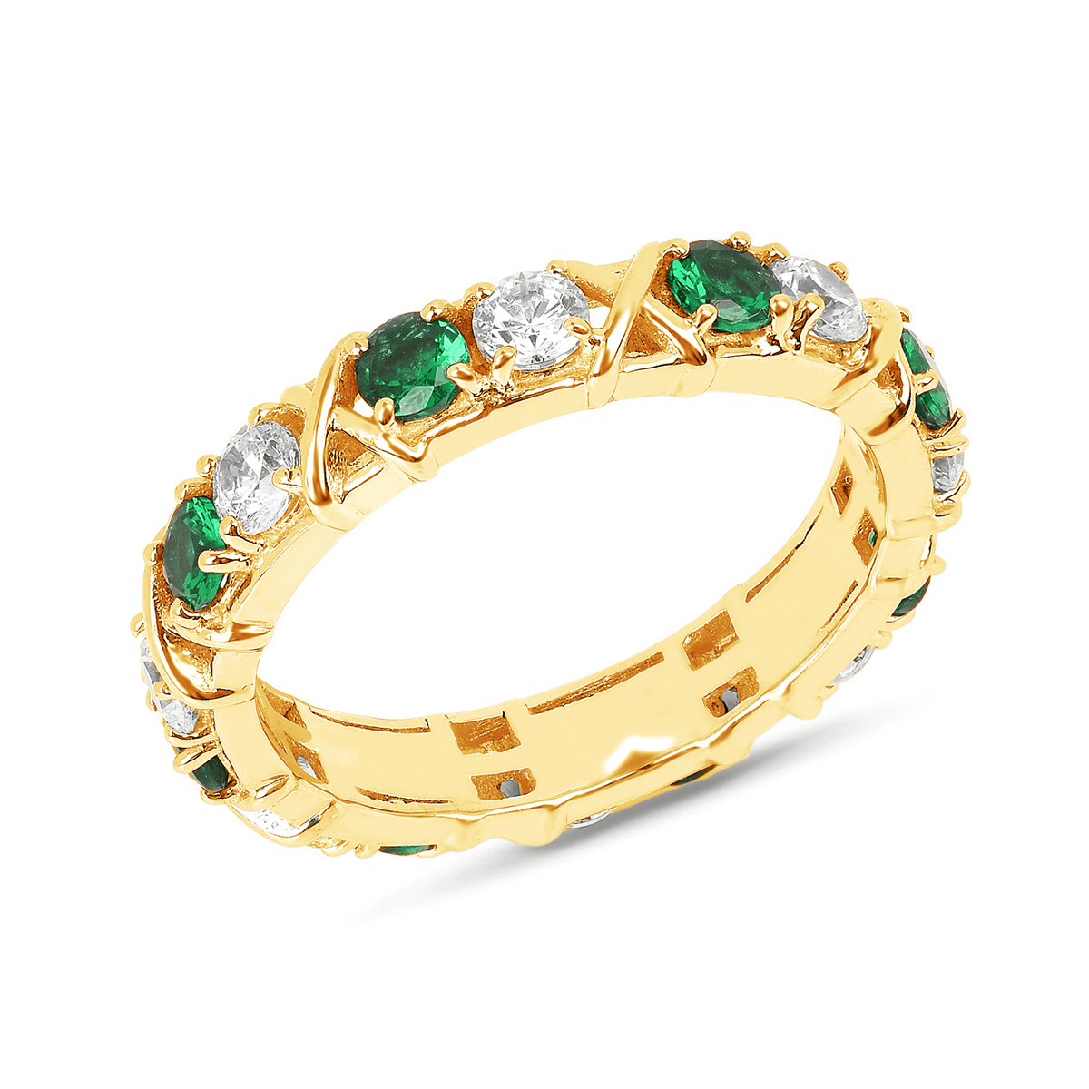 Bague en Argent 925 doré Or jaune 18k assemblée d'oxyde de zirconium - Maison Di Giorgio