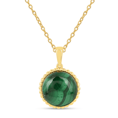 Collier en Argent 925 doré Or jaune 18k assemblé de Malachite - Maison Di Giorgio