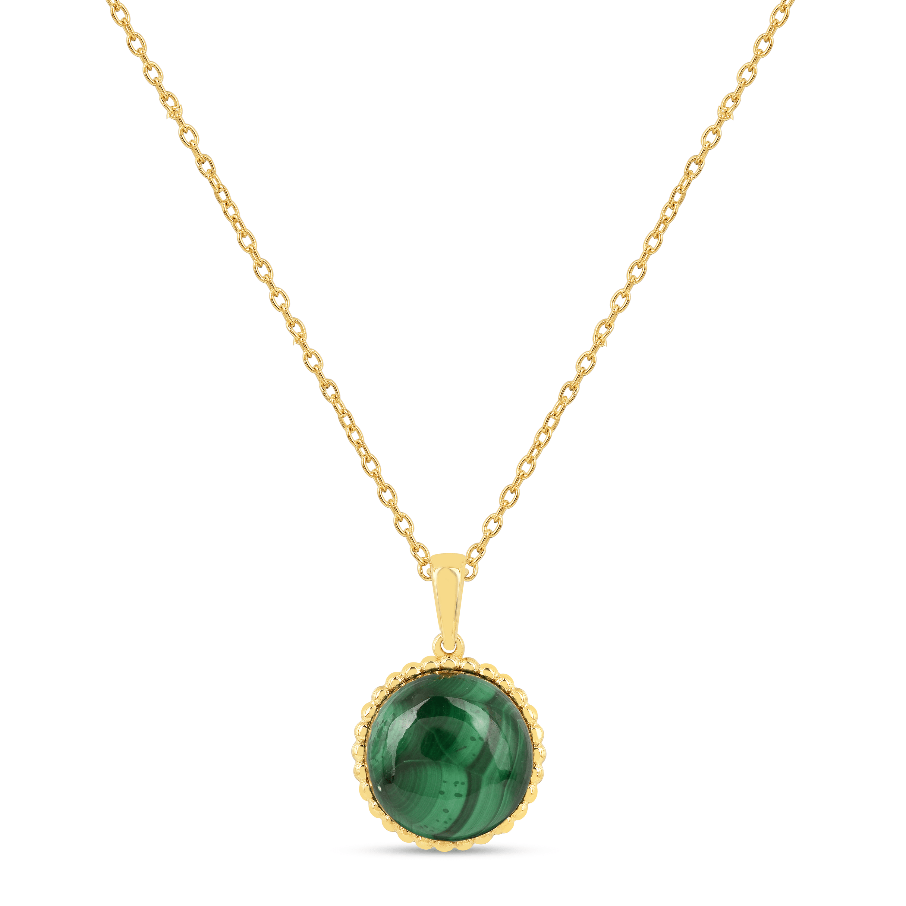 Collier en Argent 925 doré Or jaune 18k assemblé de Malachite - Maison Di Giorgio