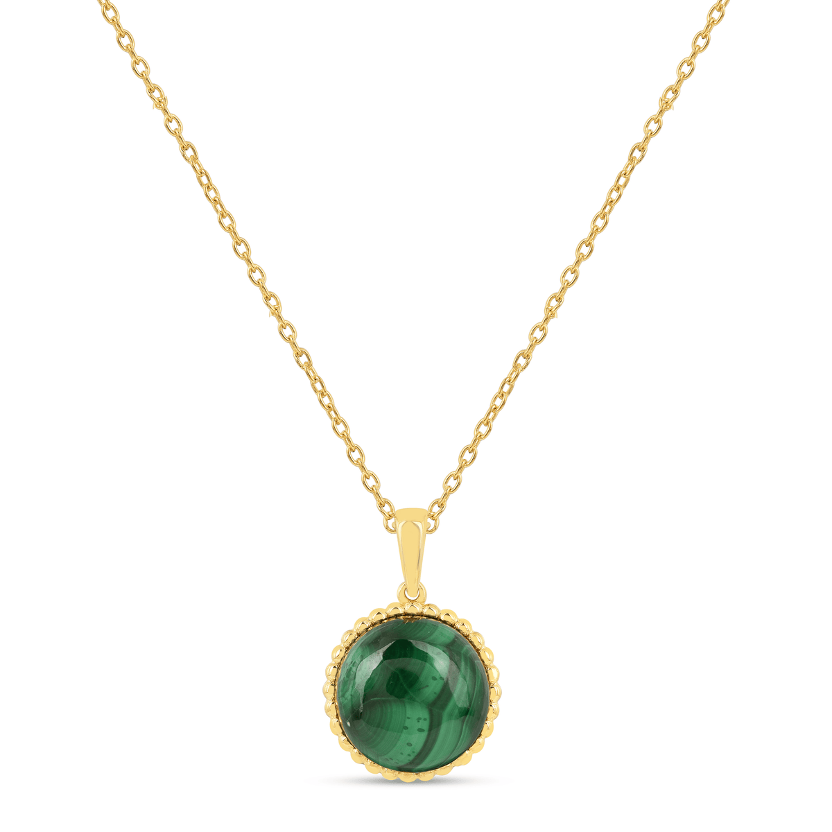 Collier en Argent 925 doré Or jaune 18k assemblé de Malachite - Maison Di Giorgio