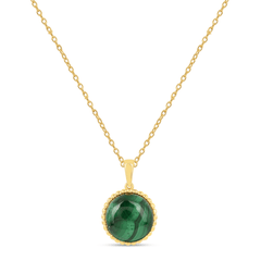 Collier en Argent 925 doré Or jaune 18k assemblé de Malachite - Maison Di Giorgio