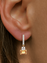 Boucles d'oreilles en Argent 925 doré Or jaune 18k assemblées de Citrine et d'Oxyde de zirconium - Maison Di Giorgio