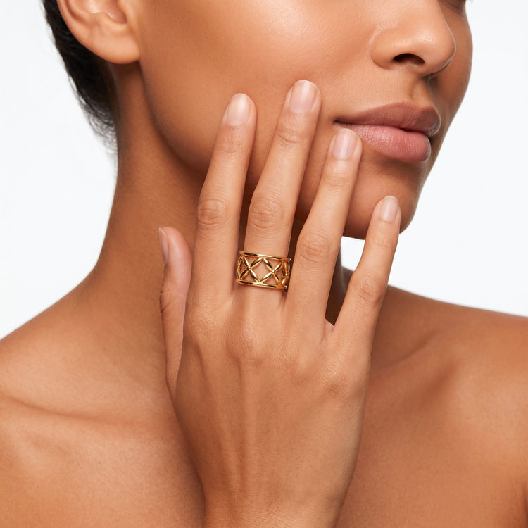 Bague Résille - Argent 925 doré Or jaune 18k - Maison Di Giorgio