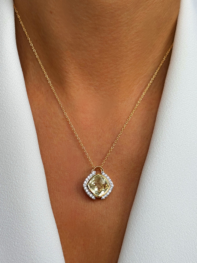 Collier en Argent 925 doré Or jaune 18k assemblé d'Améthyste verte et d'Oxyde de zircnium - Maison Di Giorgio