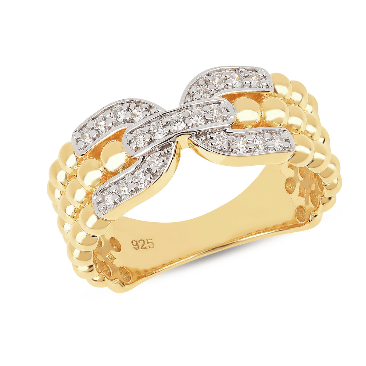 Bague en Argent 925 doré Or jaune 18k et Argent assemblée d'Oxyde de zirconium - Maison Di Giorgio