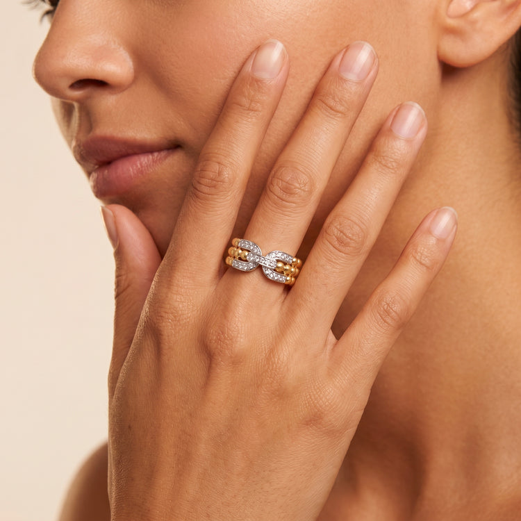 Bague Hyphen - Argent 925 doré Or jaune 18k, Oxyde de zirconium - Maison Di Giorgio