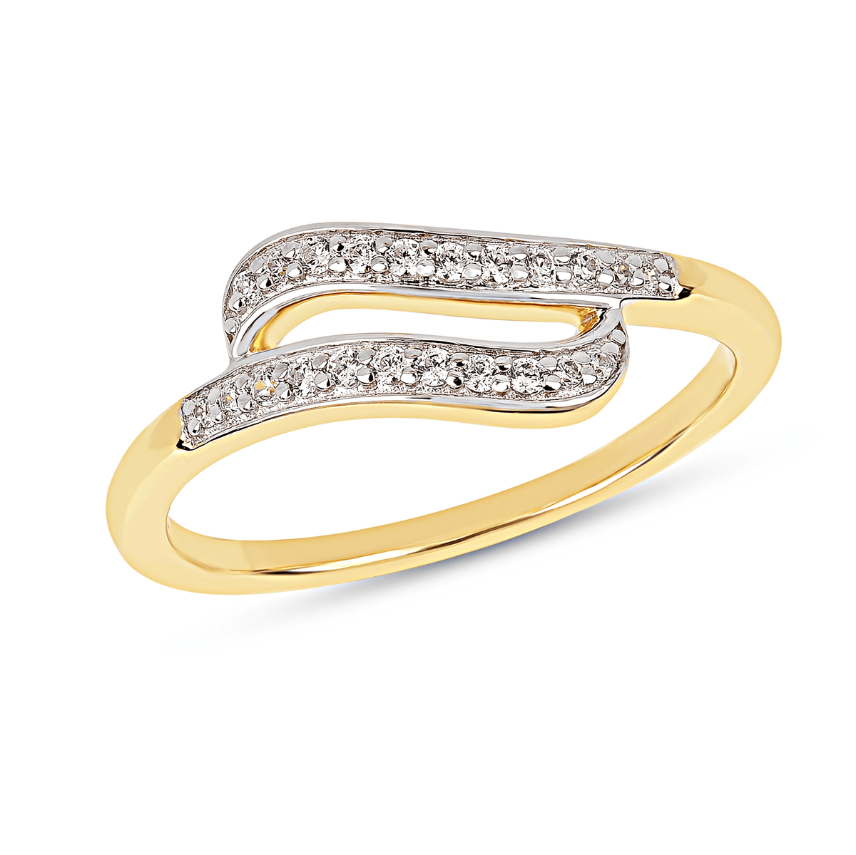 Bague en Argent 925 doré Or jaune 18k et Argent assemblée d'Oxyde de zirconium - Maison Di Giorgio