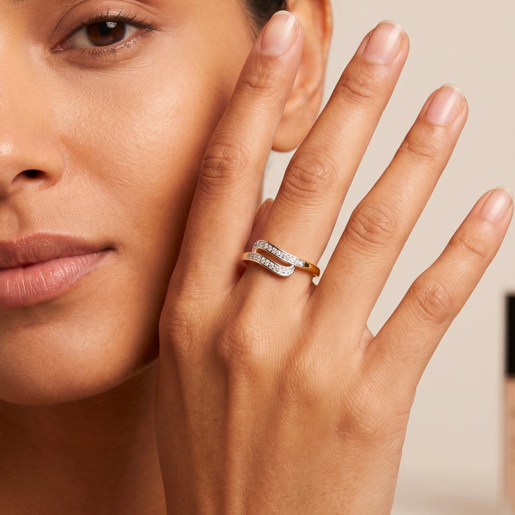 Bague Onda - Argent 925 doré Or jaune 18k, Oxyde de zirconium - Maison Di Giorgio
