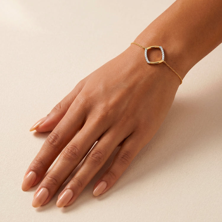 Bracelet Rombo - Argent 925 doré Or jaune 18k, Oxyde de zirconium - Maison Di Giorgio