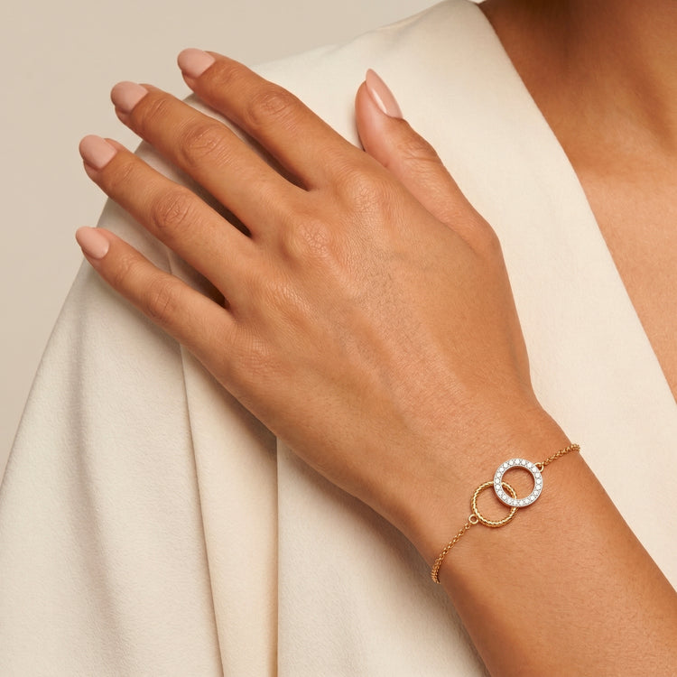 Bracelet Insieme - Argent 925 doré Or jaune 18k, Oxyde de zirconium - Maison Di Giorgio