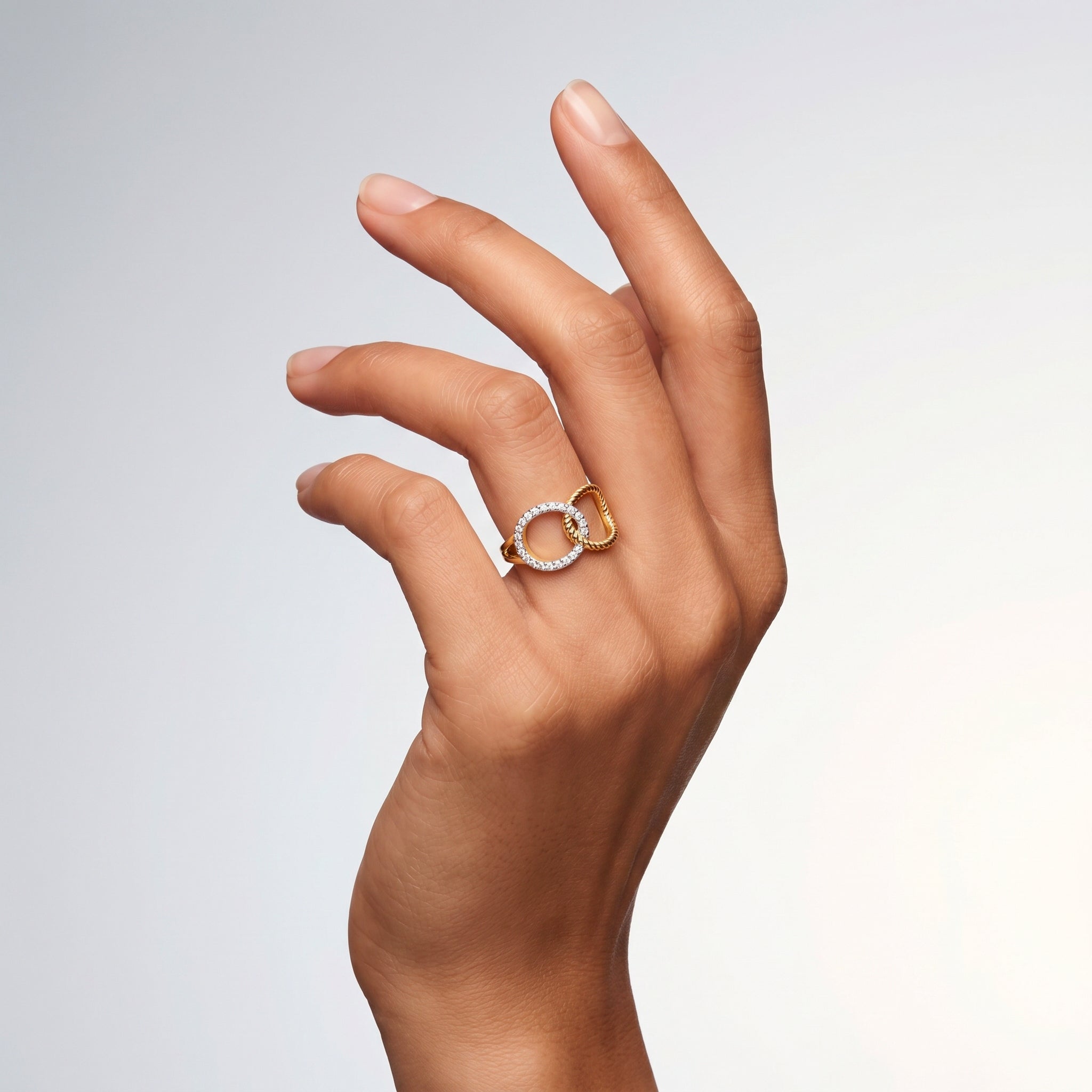 Bague Insieme - Argent 925 doré Or jaune 18k, Oxyde de zirconium - Maison Di Giorgio