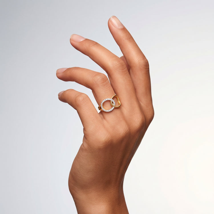 Bague Insieme - Argent 925 doré Or jaune 18k, Oxyde de zirconium - Maison Di Giorgio