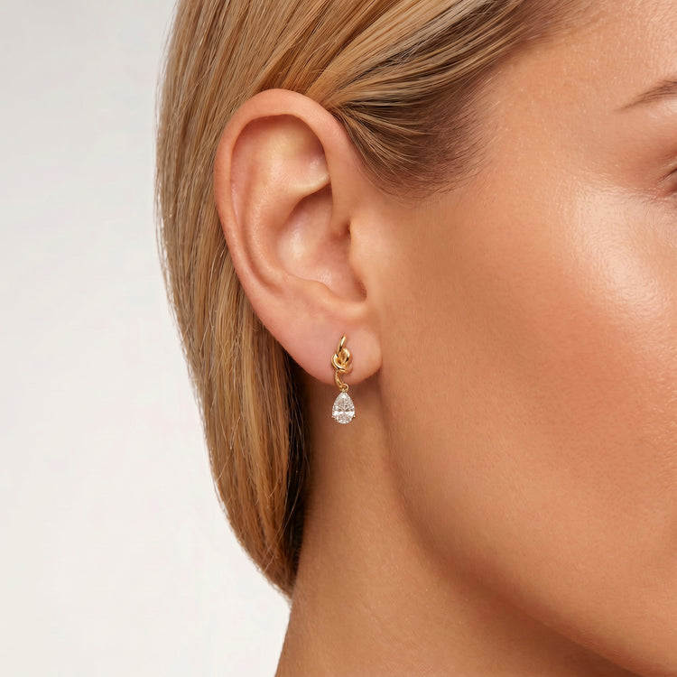 Boucles d'oreilles Shiny Knot - Argent 925 doré Or jaune 18k, Oxyde de zirconium - Maison Di Giorgio