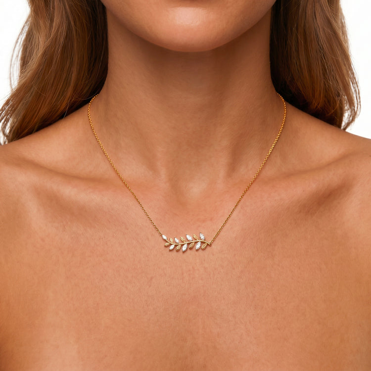 Collier Laurel - Argent 925 doré Or jaune 18k, Oxyde de zirconium - Maison Di Giorgio