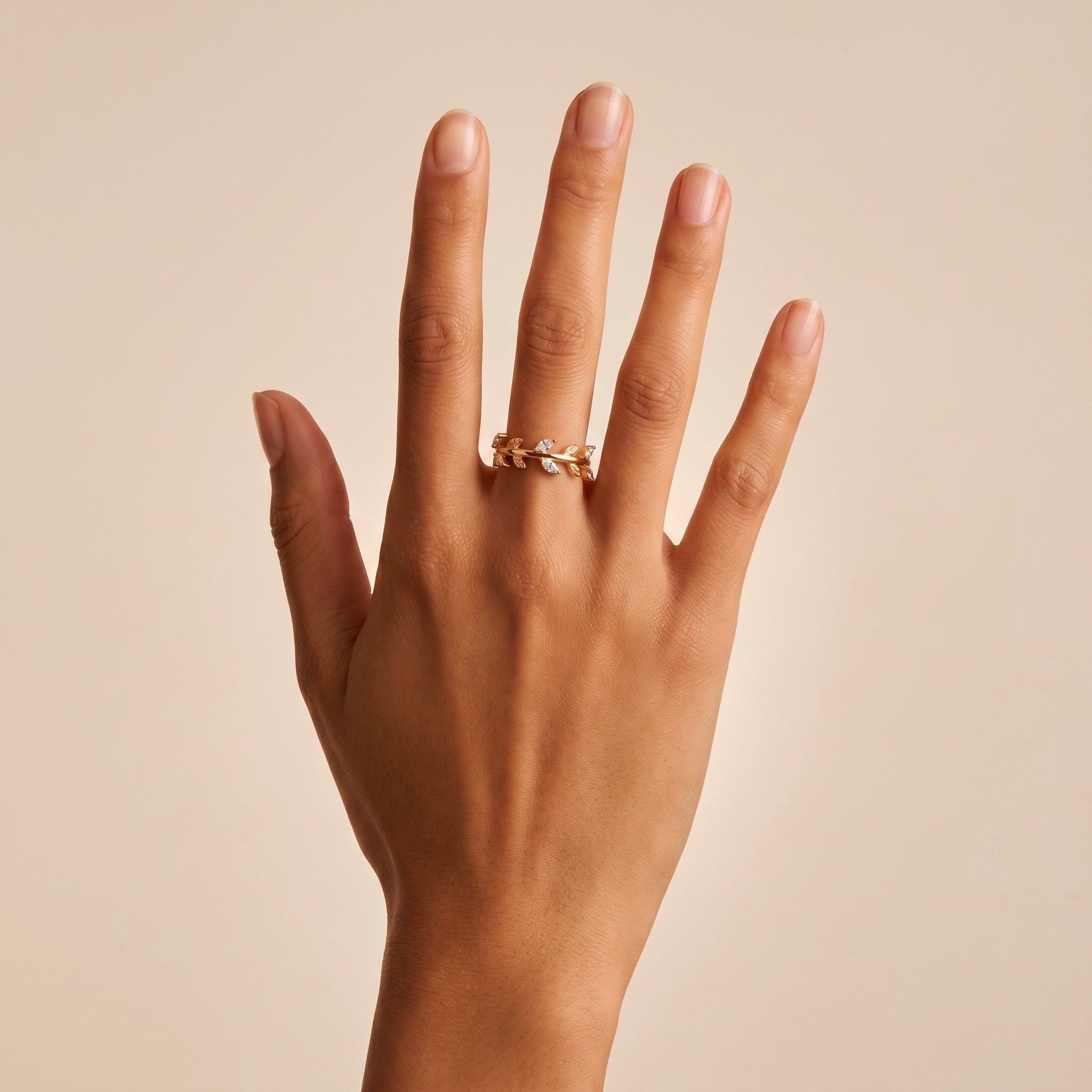 Bague Laurel - Argent 925 doré Or jaune 18k, Oxyde de zirconium - Maison Di Giorgio