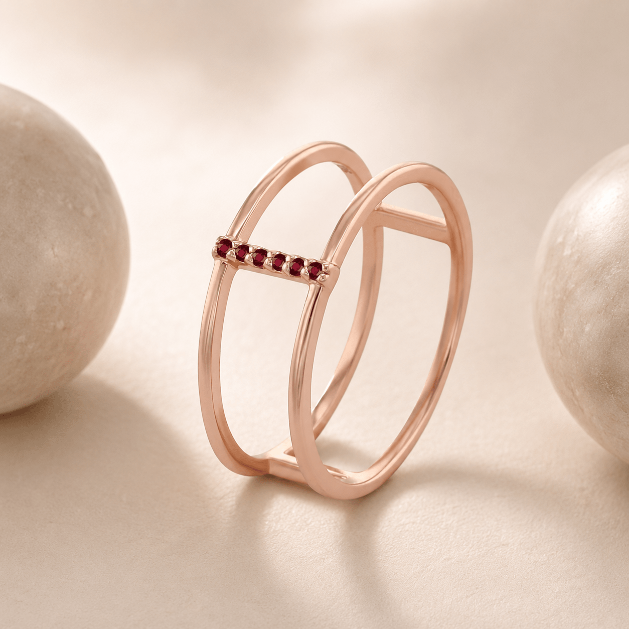 Bague - Argent 925 doré Or rose 18k, Rubis - Maison Di Giorgio