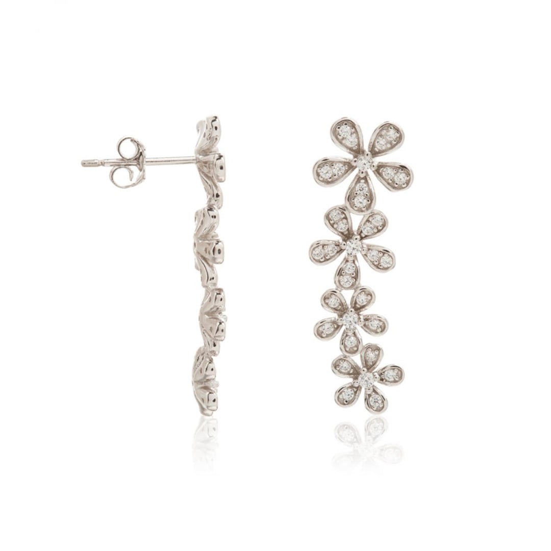 Boucles d'oreilles en Argent 925 plaqué de Rhodium assemblées d'Oxyde de zirconium