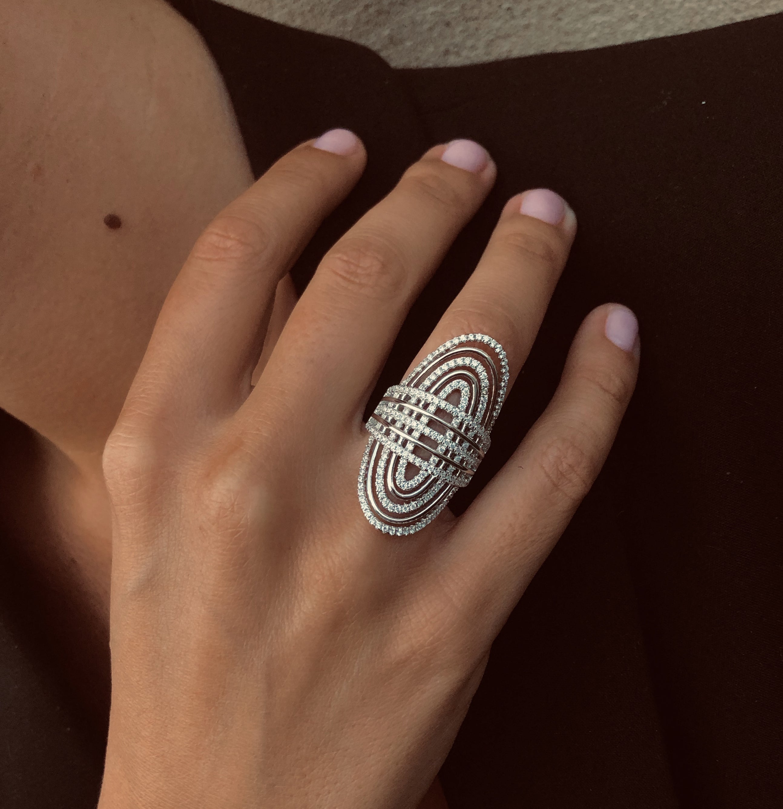 Bague en Argent 925 plaqué Rhodium assemblée d'Oxyde de zirconium