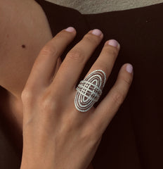 Bague en Argent 925 plaqué Rhodium assemblée d'Oxyde de zirconium